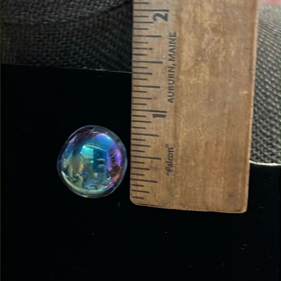Handcrafted Iridescent Glass Stud Earrings β Hypoallergenic Stainless Steel Post - Picture 3 of 3